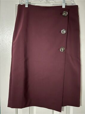 Ann Taylor Factory Women's Burgundy Button-Accent Pencil Skirt NWT